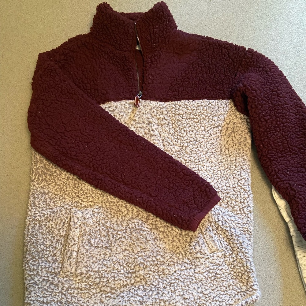Fuzzy 3/4 zip sweater